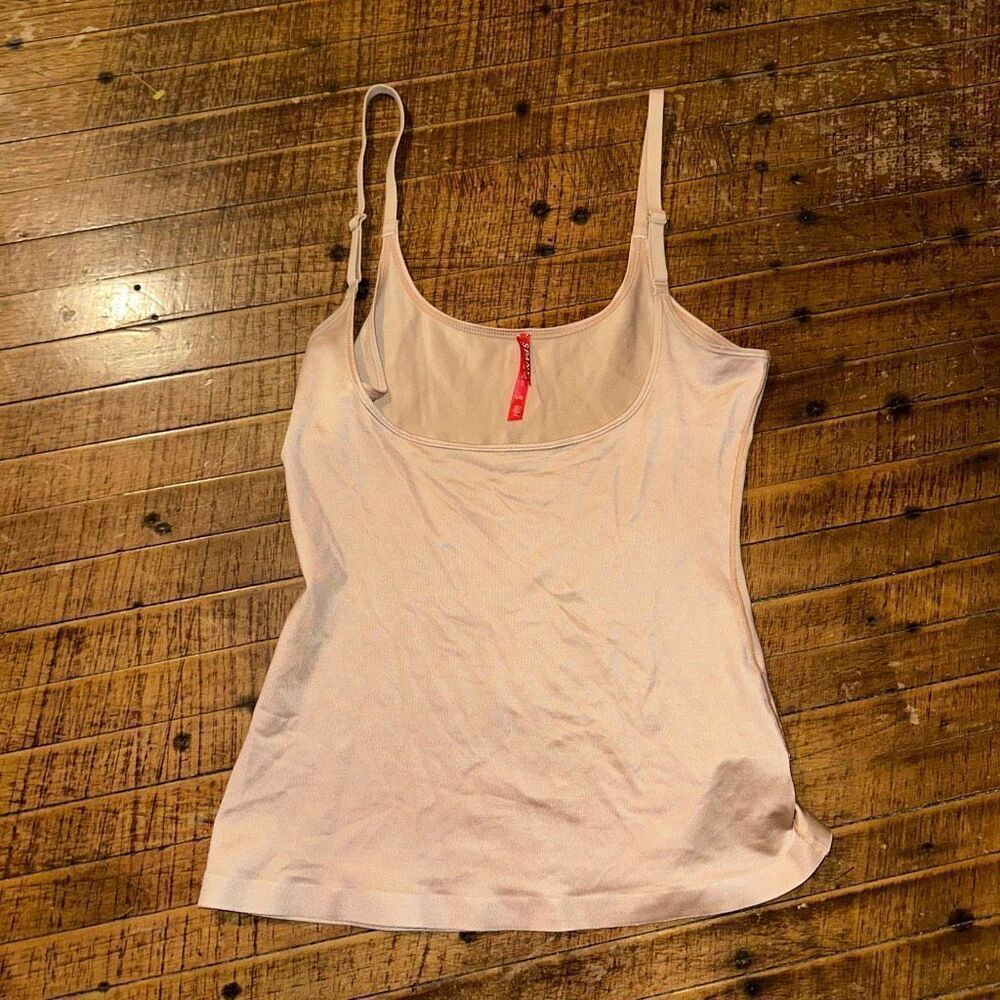 Spanx Assets nude shapewear l scoop neck satiny tank top